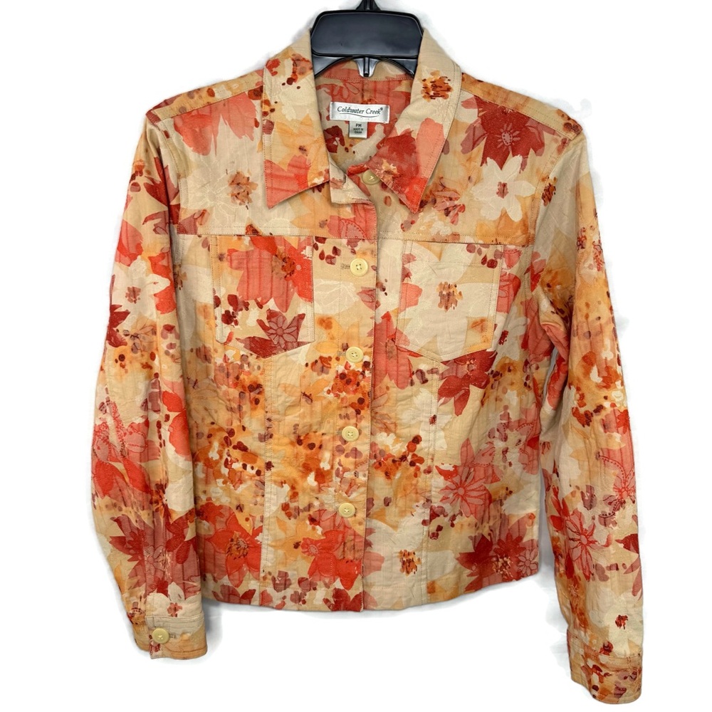 Coldwater Creek Fabulous Floral Jacket colors are WARM Petite Medium